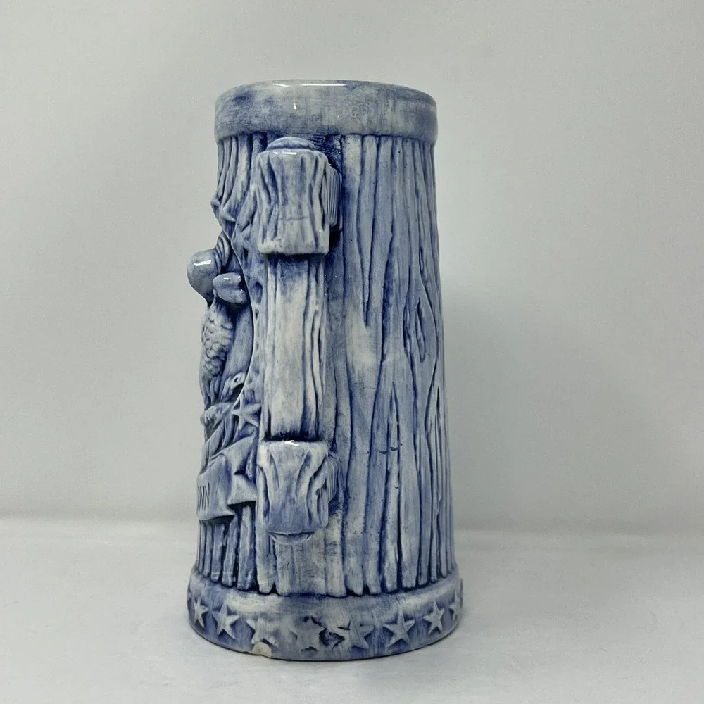 Colonial Inn Ceramic Beer  Stein 1976 24oz 3D American Eagle Stars in Delft Blue